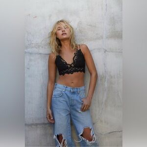 Free People One Adella Black Lace Bralette Medium
